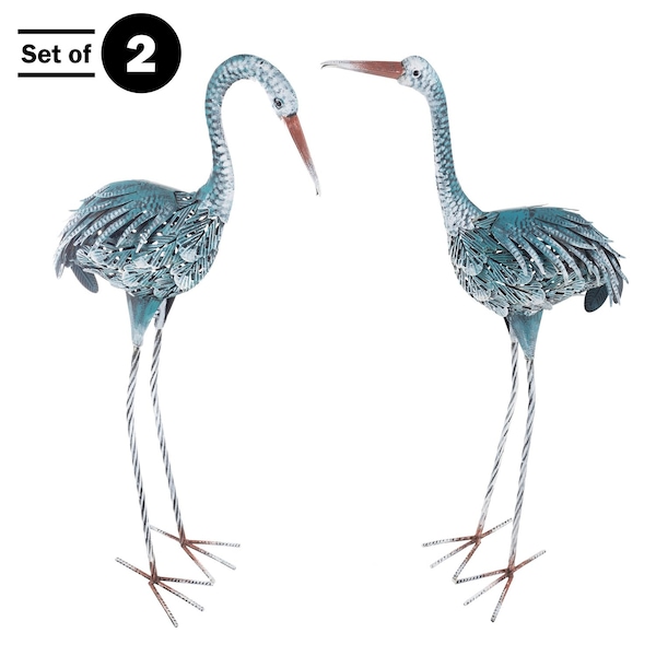 Pure Garden Metal Crane Garden Statues for Patio, Pond or Backyard Outdoor Decor, Set of 2 50-LG1293 - main