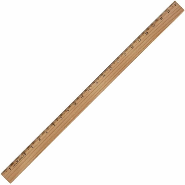 Charles Leonard Office Ruler, 24in Length x 1.3in Width, Wood, Metal, Brown 77324 - main