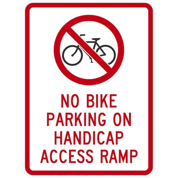 Lyle No Bike Parking On Handicap Access Ramp, 18x24, Non-Reflective, White G-11029-NA_18x24 - main