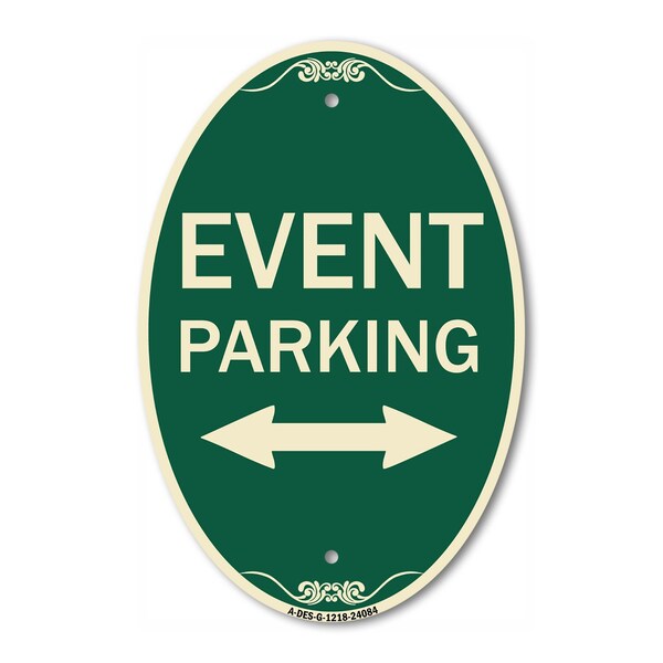 Signmission Event Parking Bidirectional Arrow, 12 Inch X 18 Inch Architectural Oval, Heavy Gauge Aluminum A-OV-G-1218-24084 - main