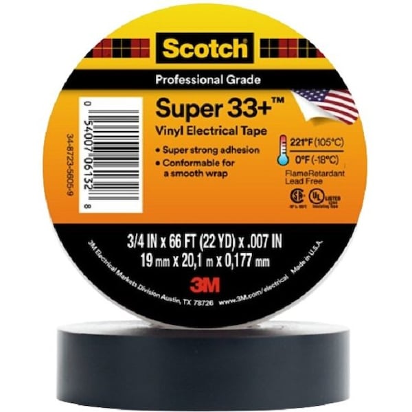 3M Scotch Super 33+ Vinyl Electrical Tape, 100PK 7010349613 - main