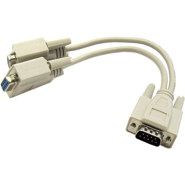 Cable Wholesale DB9 Serial Y adapter, DB9 Male to Dual DB9 Female, 8 inch 30D1-27208 - main