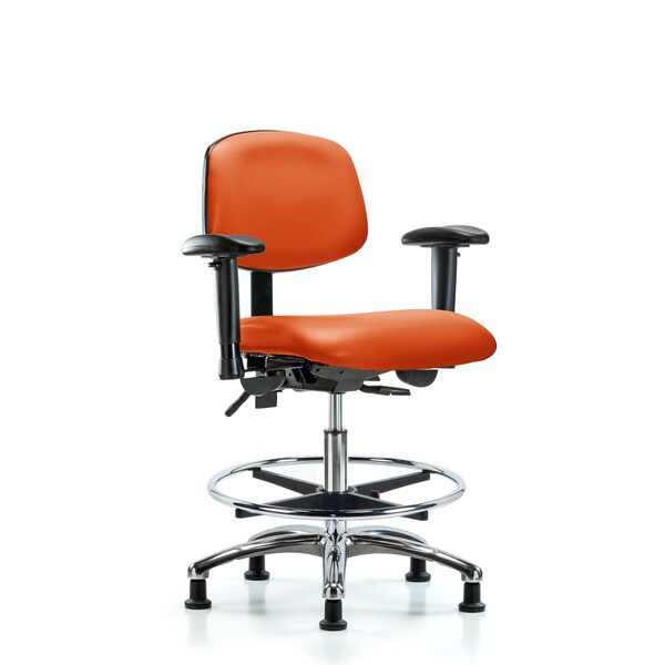 Blue Ridge Ergonomics Medium Bench Chair Chair, Vin, Med Ben, Chr AA CF Gld, Orange, Adjustable Arms, 22" to 29" Height BR-VMBCH-CR-T0-A1-CF-RG-8613 - main