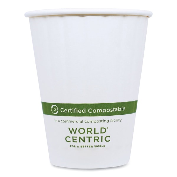 World Centric Double Wall Paper Hot Cups, 8 oz, White, 1000PK CU-PA-8D - main