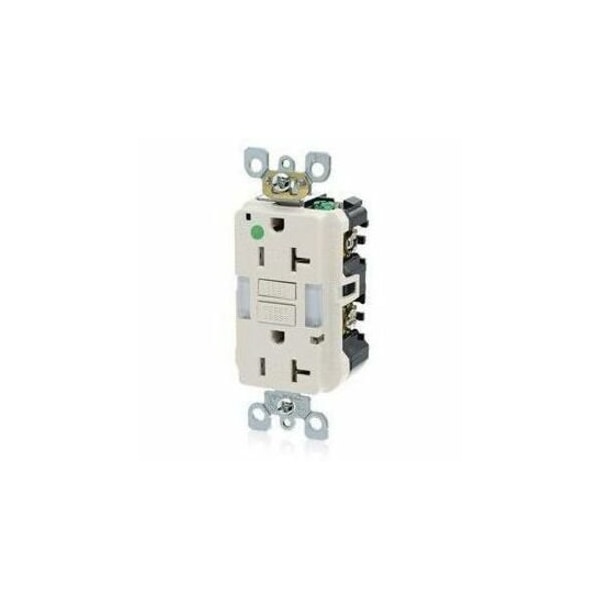 Leviton GFIRcptcl, 20A, 125VAC, Almnd, Polycarb GFNL2-HGT - main
