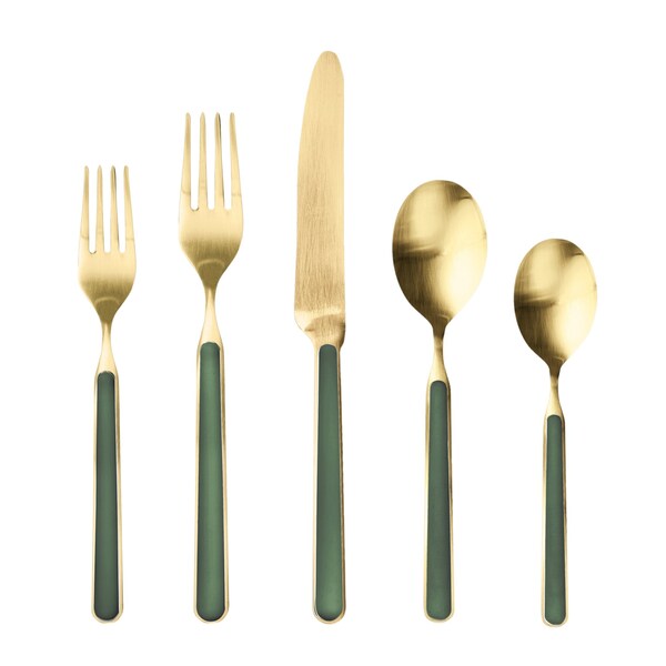 Mepra Fantasia Ice Gold Flatware Set - 5 Pieces - Forest Green 10V622005OI - main