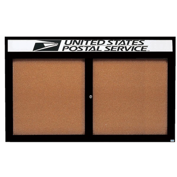 Aarco Enclosed Bulletin Board w/ Header Black Powder Coated Al Frame, 48''Hx72''W DCC4872RHBK - main