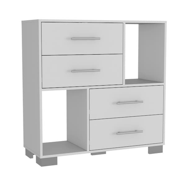 Homeroots 35" White Manufactured Wood Four Drawer Dresser 477765 - main