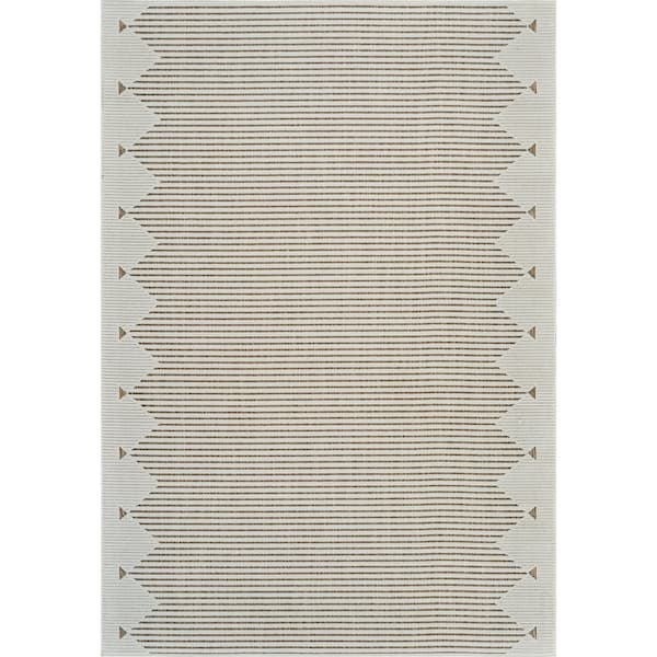 Homeroots 8' X 10' Beige and Brown Geometric Distressed Indoor Outdoor Area Rug 558756 - main