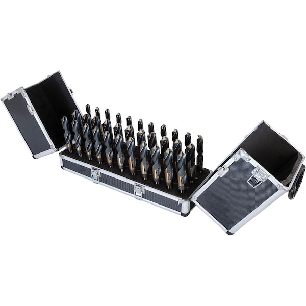 Grizzly 33-Pc. M35 Cobalt Silver & Deming Drill Bit Set W/ Aluminum Case T31990 - main