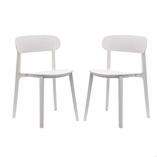 Flash Furniture Dover Stacking Patio Chairs w/Curved Backrests, All-Weather Resin Chairs in White, 2PK 2-DHF-340-APP-WH-GG - main