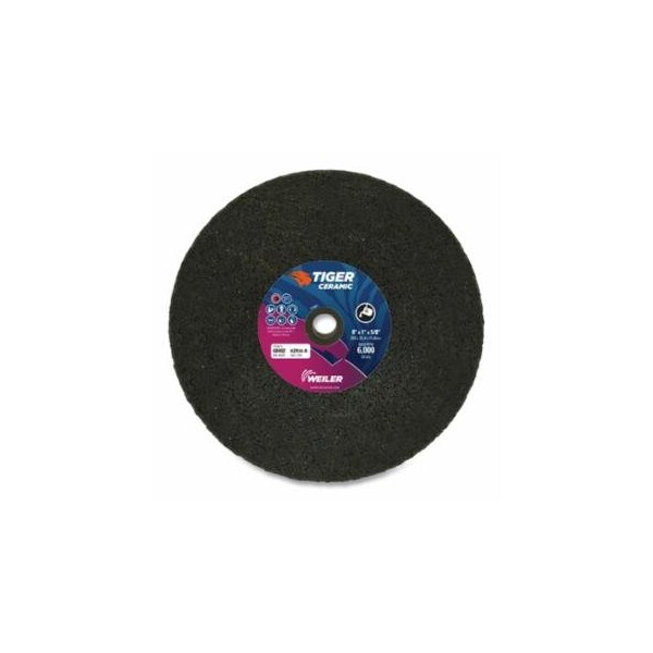 Weiler Tiger Snagging Wheel, 8 in dia x 1 in Thick x 5/8 in Arbor, 16 Grit, Zirconia Alumina, Type 1, 5, 5PK 804-68402 - main