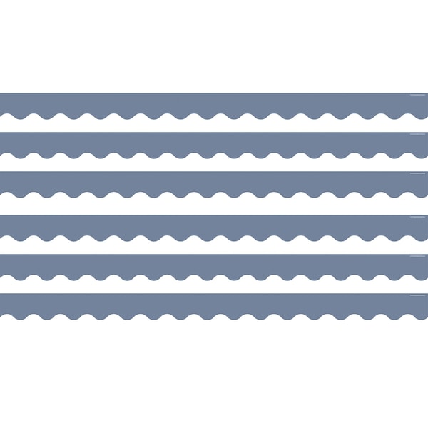 Teacher Created Resources Aegean Blue Scalloped Border Trim, 35 Feet Per Pack, 6PK TCR6685 - main