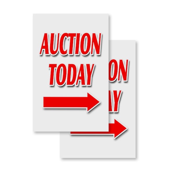 Signmission Auction Today With Arrow, Vinyl Decals Only 24 Inch x 36 Inch, Vinyl Decal, 2PK DSB-2436-2PACK-Auction Today With Arrow - main