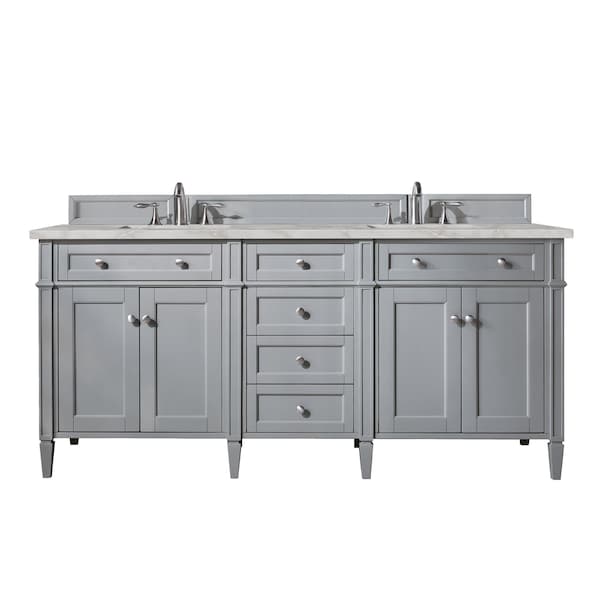 James Martin Vanities Brittany 72'' D Vanity, Urban Gray w/ Victorian Sil Silestone Top w/FreePower Wireless Charger 650-V72-UGR-FVSL - main