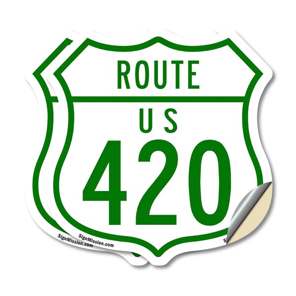 Signmission Route Marker Shield Sign Us 420, 4 inch X 4 inch, Vinyl Decal, 2PK SHI-D-2PACK-4-477 - main