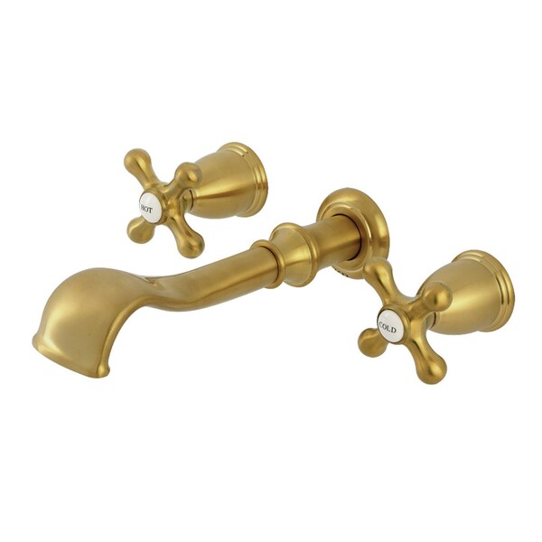 Kingston Brass Two-Handle Wall Mount Tub Faucet, Brushed Brass KS5027AX - main