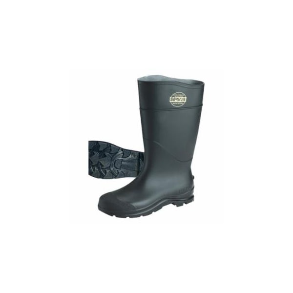 Servus CT, Economy Knee Boots, Plain Toe, Size 13, 16 in H, PVC, Black, 6PK 617-18822-BLM-130 - main