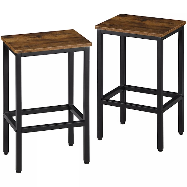Homeroots Set of Two 26" Brown and Black Steel and Wood Backless Counter Height Bar Chairs, 2PK 559158 - main
