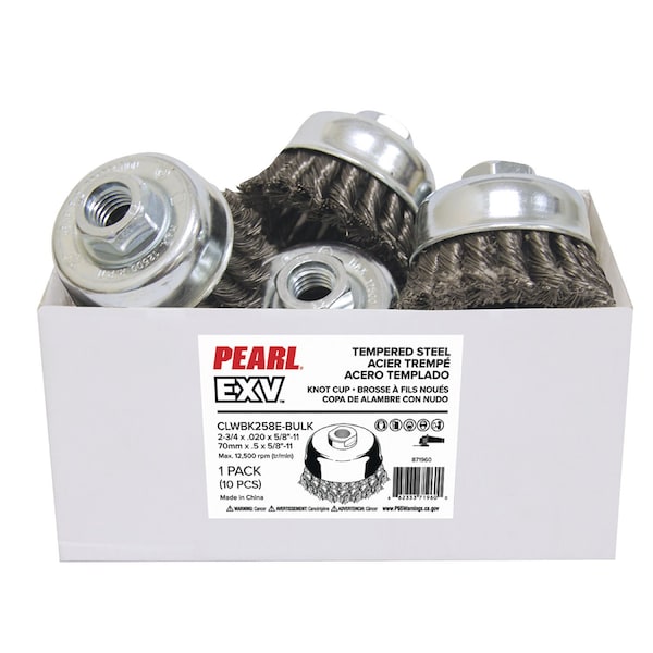 Pearl EXV Knot Cup Wire Brush 2 3/4 x .020 x 5/8-11, Pack of 10 CLWBK258E CLWBK258E-BULK - main