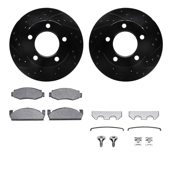 Dynamic Friction Co DFC Brake Rotor Drilled & Slotted - Black- w/Ultimate Duty Brake Pad & HW Kit 8412-42023 - main