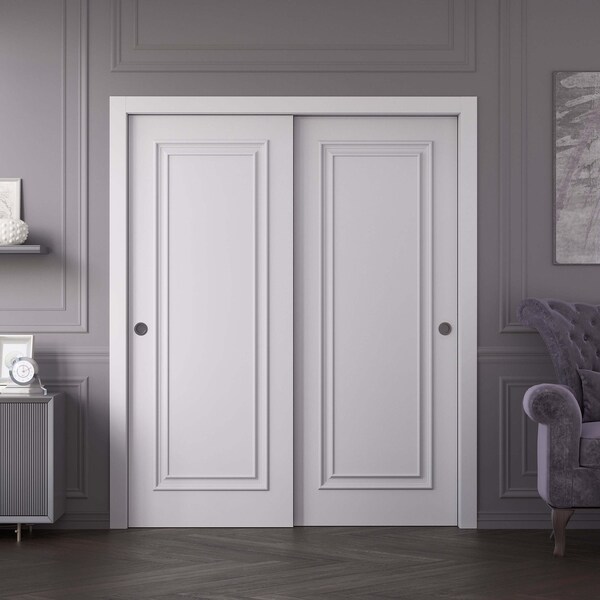 Sartodoors Sliding Closet Bypass Doors 72x84 inches White Solid Core Modern Interior ROYAL9811DBD-EMAL-7284 - main