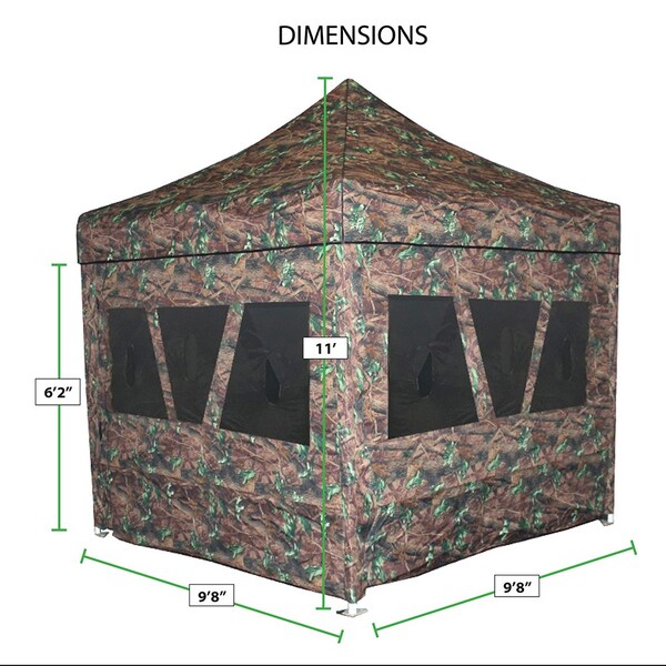 King Canopy 2in1 Hunting Blind & Instant Pop Up Tent 10ftx10ft, 1in Steel Frame, Camouflage HBF10X10 - main
