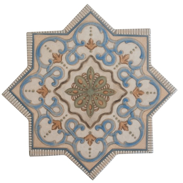 Apollo Tile 7x7 in. Matte Terracotta Soft Gray-Blue Porcelain Star Wall and Floor Tile 6.46 sq ft/case, 16PK UMB88DECSTRBA - main
