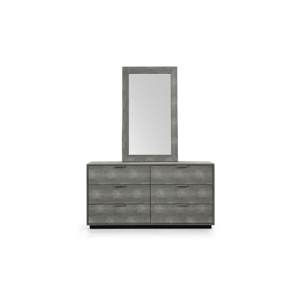 Homeroots 59" Grey Solid And Manufactured Wood Six Drawer Double Dresser 490821 - main