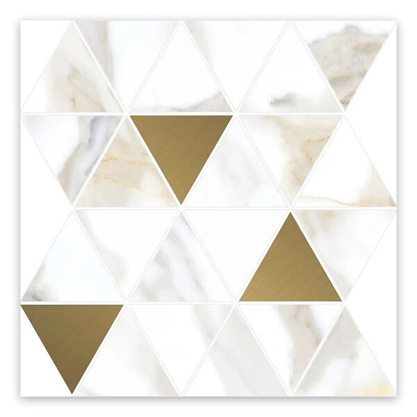 Apollo Tile 10x11 in. Matte White, Gold Porcelain Mosaic Triangle Wall and Floor Tile 8.58 sq ft/case, 11PK COS88BOMOSA - main
