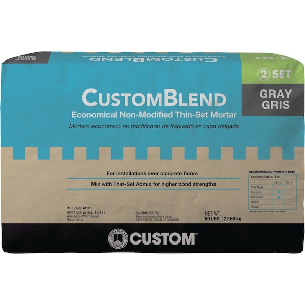 Custom-Blend 50 Lb. Gray Non-Motified Thin-Set Mortar CBTSG50 - main