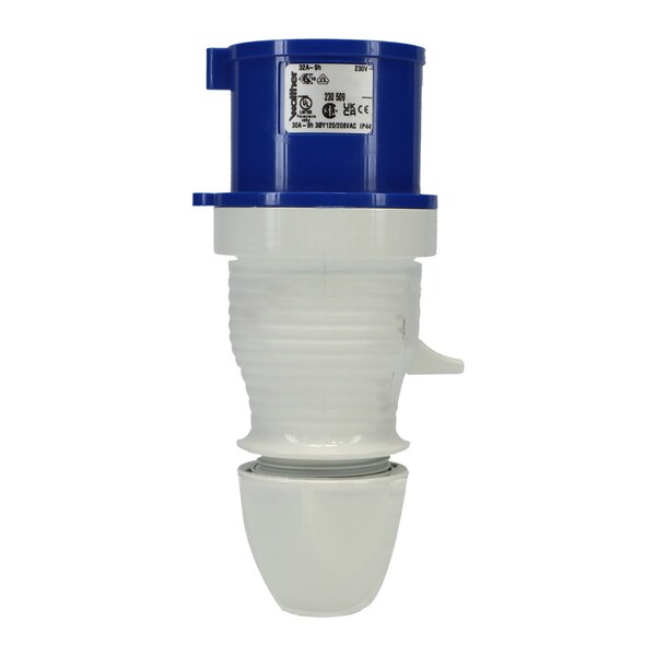 Walther-Werke Pin and Sleeve Plug, 30A, 3øY 120/208 or 230, 3 Phase, 3 Pole, Blue, NEMA Not Rated 230509 - main