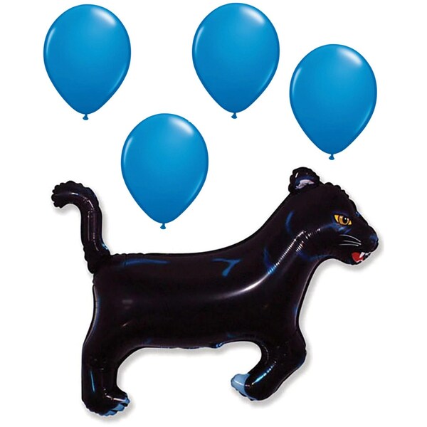 Loonballoon Animal Theme Balloons, 36 inch PANTHER, 4 Blue Latex Set LOON-LAB238-FM - main