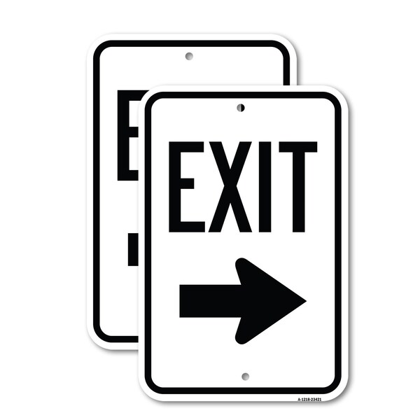 Signmission Parking Lot Sign Exit Sign Right Arrow, 18'' X 24'' 2 Signs, Heavy Gauge Aluminum, 2PK A-1824-2PACK-23421 - main