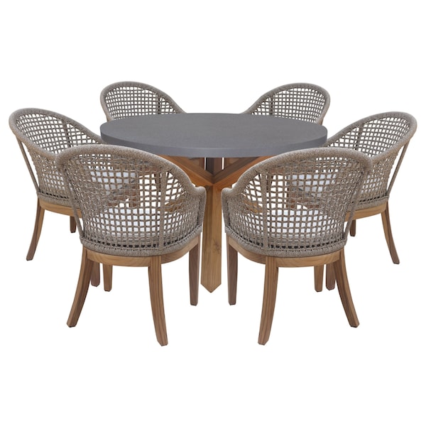 International Concepts Outdoor 7 Piece Teak Patio Furniture Set with a Table and 6 Chairs KODT-351RT-RBG-300-3 - main