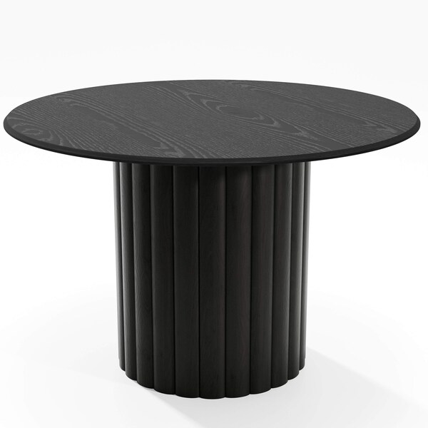 Homeroots 46" Black Solid Wood Pedestal Base Round Top Dining Table 721073 - main
