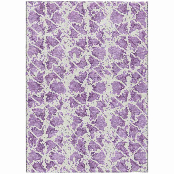 Homeroots 5' X 8' Lilac And Ivory Abstract Washable Indoor Outdoor Area Rug 614174 - main