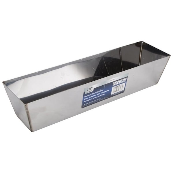 Vulcan Drywall Mud Pan, 120 cu-in Capacity, 14-1/4 in L Bottom, 2-3/4 in W Bottom, Stainless Steel C052253L - main