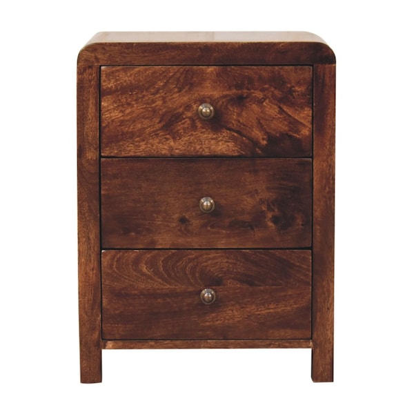 Homeroots 24" Brown Solid Wood Three Drawer Nightstand 651766 - main