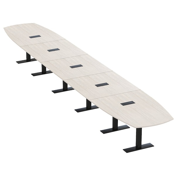 Skutchi Designs Arc Boat Conference Table With Power, 48 in W, 264 in L HAR-ABOT-48X264-T.BK-K458-EBLK - main