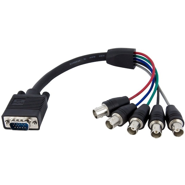 Startech.Com 1 ft Coax HD15 VGA to 5 BNC RGBHV Monitor Cable VGABNCMF1 - main