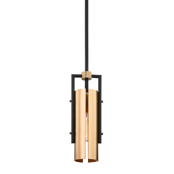 Troy Lighting Emerson 1 Light Pendant 4.75 In. Soft Off Black/Brushed Brass F6783-SBK/BBA - main
