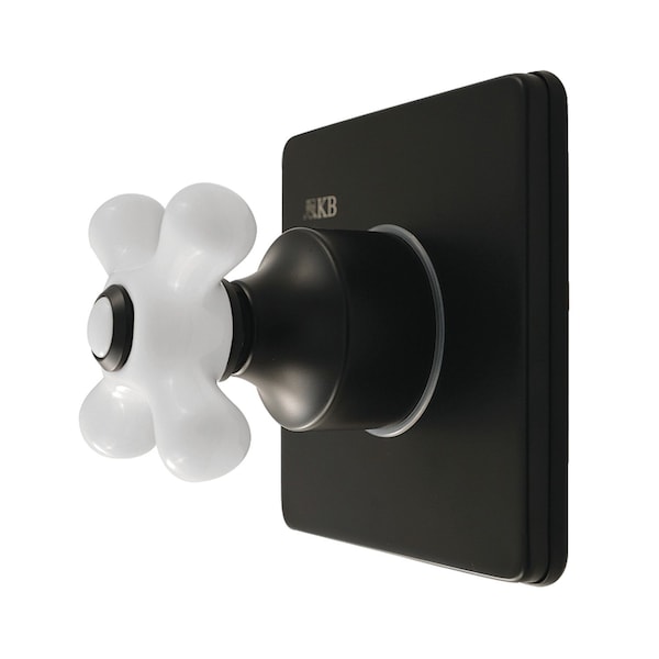 Kingston Brass Single-Handle Six-Way Diverter Valve with Square Trim Kit, Matte Black KS4040PX - main