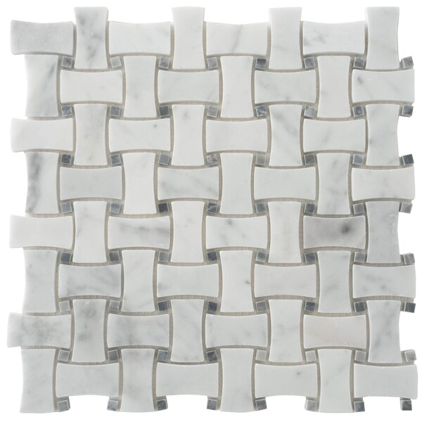 Apollo Tile 12x12 Bianco Carrara, Bardiglio Nuvolato Marble Polished Floor and Wall Mosaic Tile 5 sqft/case, 5PK APLSE88B10A - main