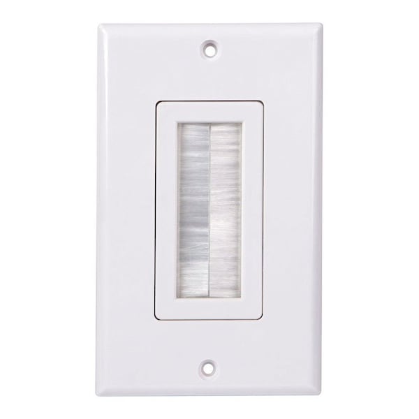 Monster Cable Just Hook It Up White 1 gang Plastic Home Theater Brush Wall Plate 140675-00 - main