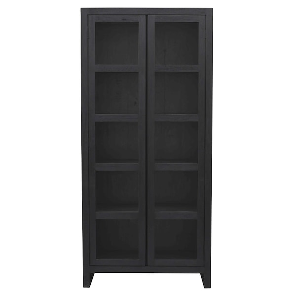 Homeroots 91in Graphite Distressed Solid Wood Frame Accent Cabinet With Two Doors 620846 - main
