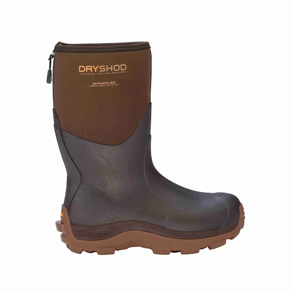 Dryshod Mens Haymaker Mid- Calf Farm Boots, Rubber, Waterproof, Brown, Pull On, Size 9 HAY-MM-BR-009 - main