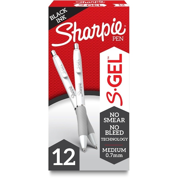Sharpie FASHION BARREL PEN, MEDIUM 0.7 MM, BLACK INK, PEARL WHITE BARREL, DOZEN 2126236 - main
