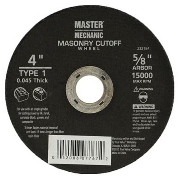 Disston 4 x 0.045 x 0.625 in. Master Mechanic Masonry Cutting Wheel 232154 - main
