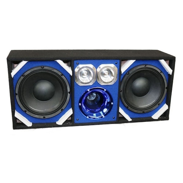 Deejay Led Loaded Box w/Two Despacito Heavy Duty 10-in Woofers One Horn and w/Two Bullet Tweeters BLUE TBH10BLUE - main